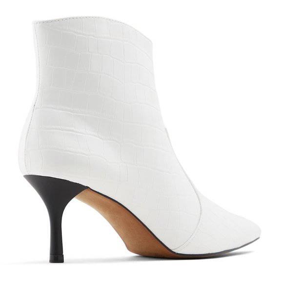 NEW WHO WHAT WEAR Women Olivia Faux Croco Pointy Zip Above Ankle Dress Bootie - Picture 3 of 6